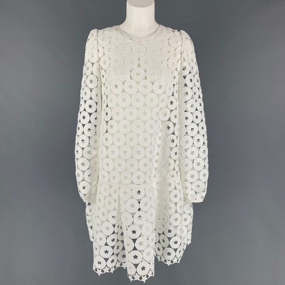 Nº21 Size 4 White Polyester Eyelet Dropped Waist Dress - Picture 1 of 8